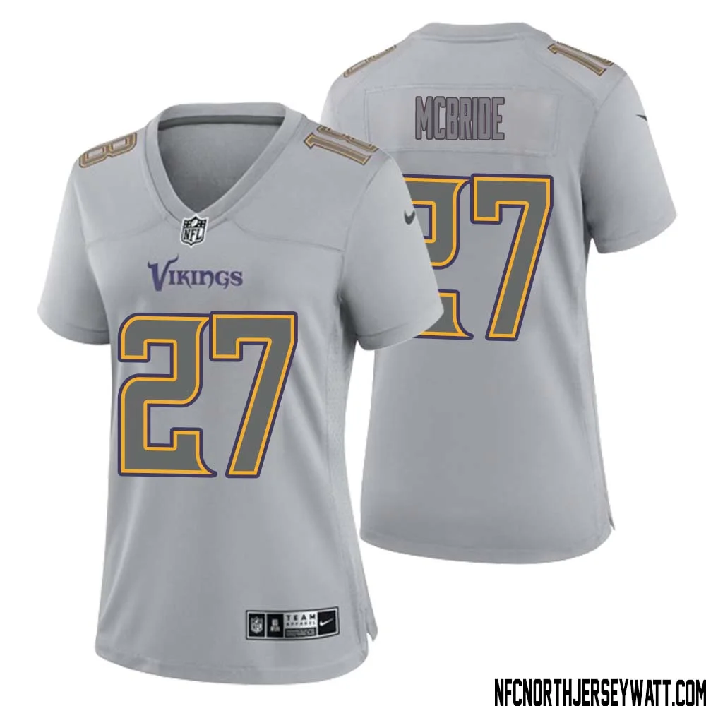 DeWayne McBride No 27 Women Gray Minnesota Vikings Atmosphere Fashion Game Jersey 1