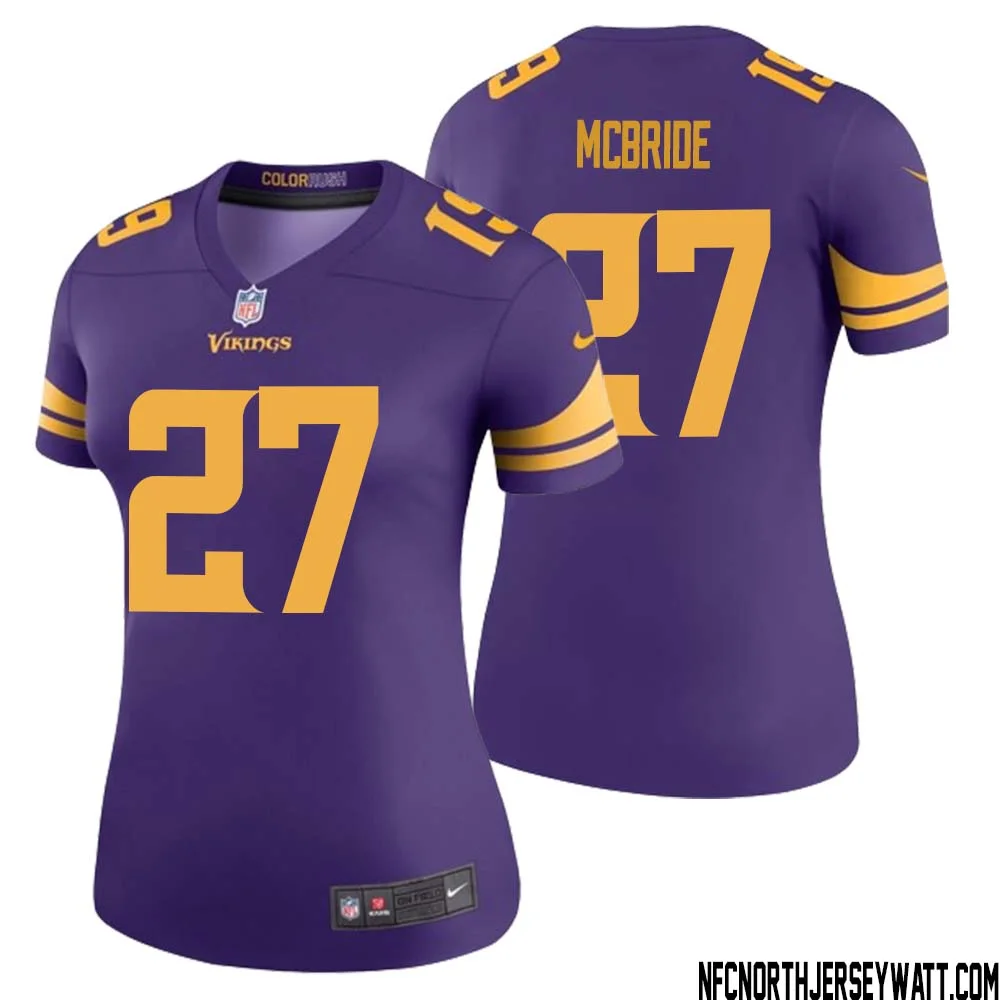 DeWayne McBride No 27 Women Purple Minnesota Vikings Color Rush Vapor Untouchable Limited Jersey