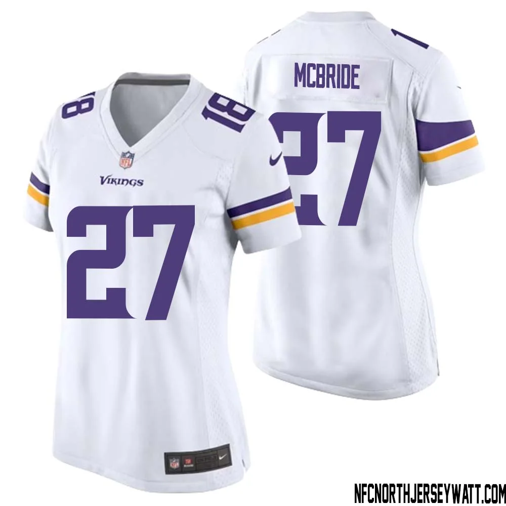 DeWayne McBride No 27 Women White Minnesota Vikings Game Player Away Jersey