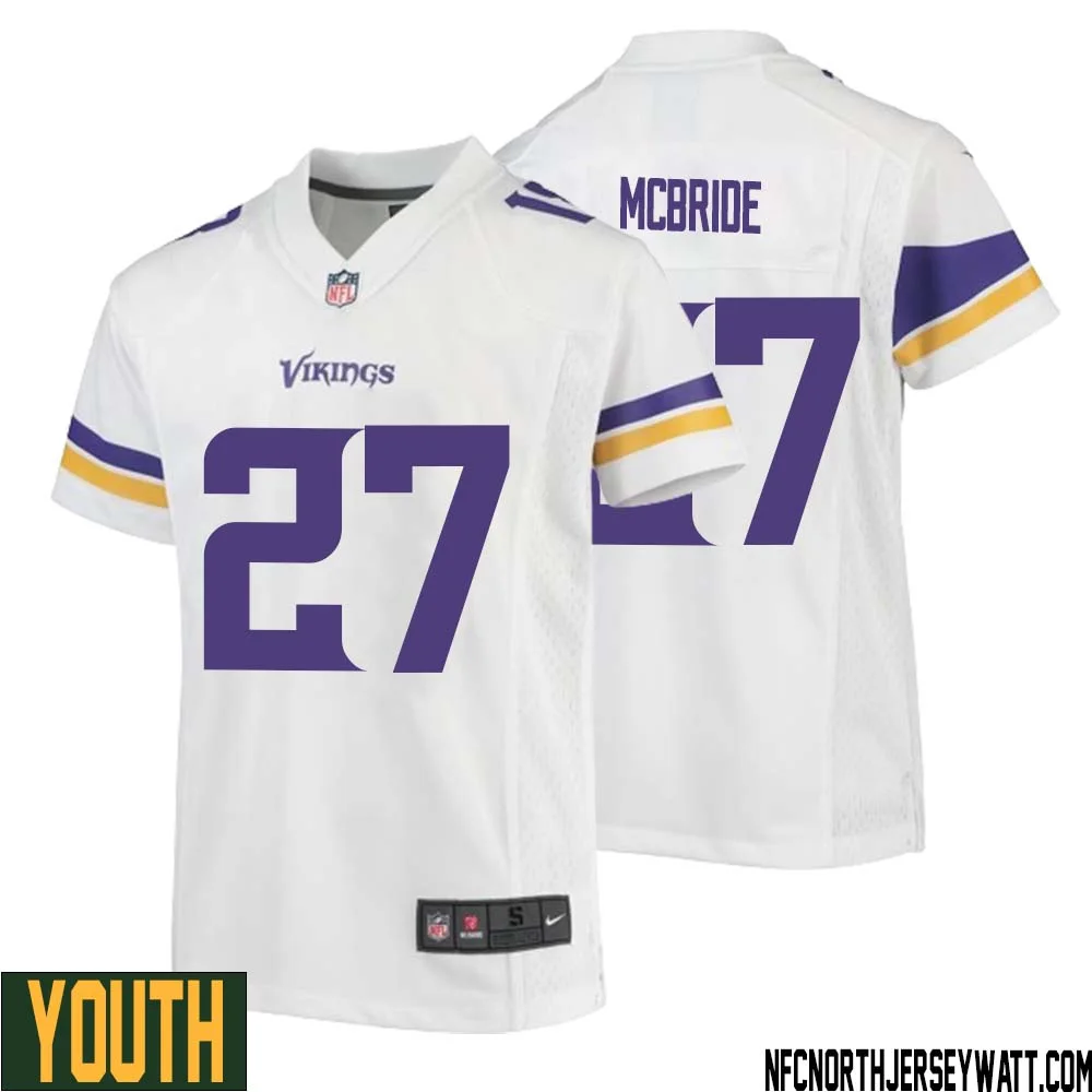 DeWayne McBride No 27 Youth White Minnesota Vikings Game Player Away Jersey
