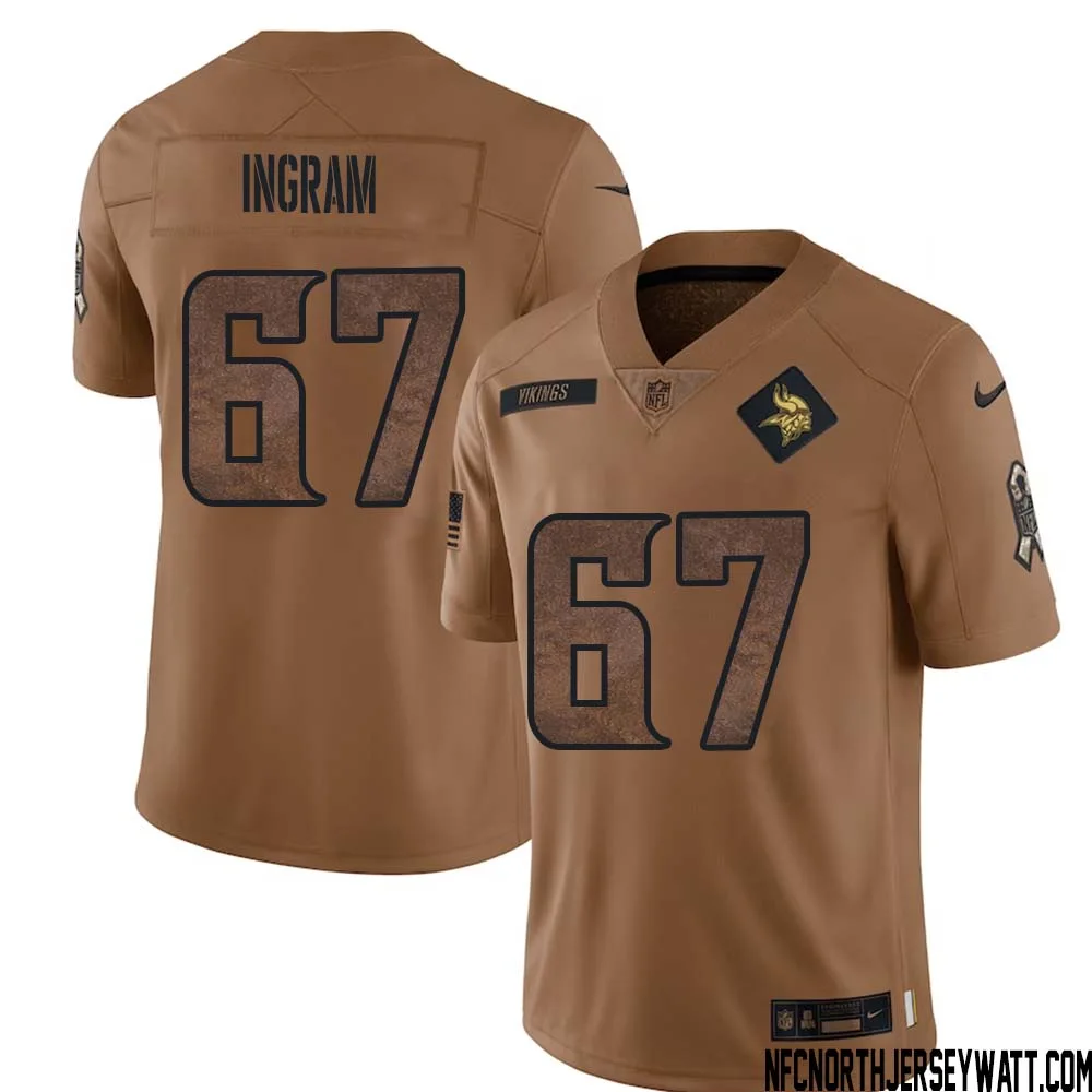 Ed Ingram No 67 Men Brown Minnesota Vikings 2023 Salute To Service Limited Jersey