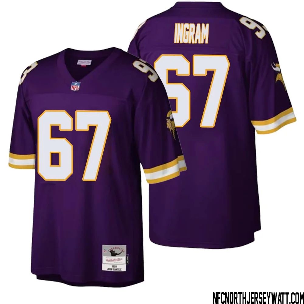 Ed Ingram No 67 Men Mitchell Ness Purple Minnesota Vikings Legacy Replica Jersey 1