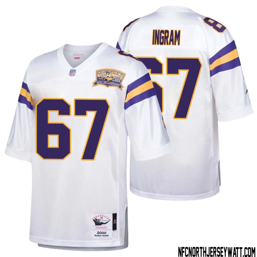 Ed Ingram No 67 Men Mitchell Ness White Minnesota Vikings Authentic Throwback Retired Player Jersey