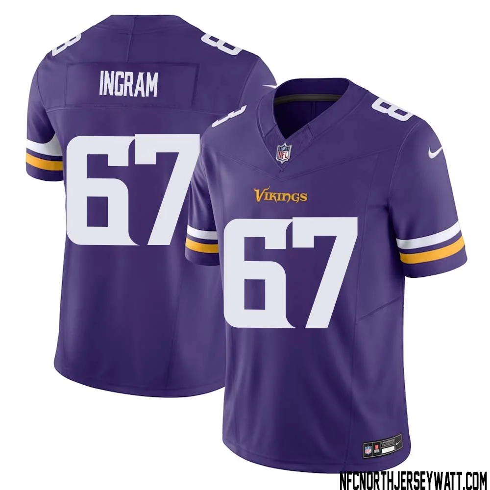 Ed Ingram No 67 Men Purple Minnesota Vikings Vapor F.U.S.E. Limited Jersey 1