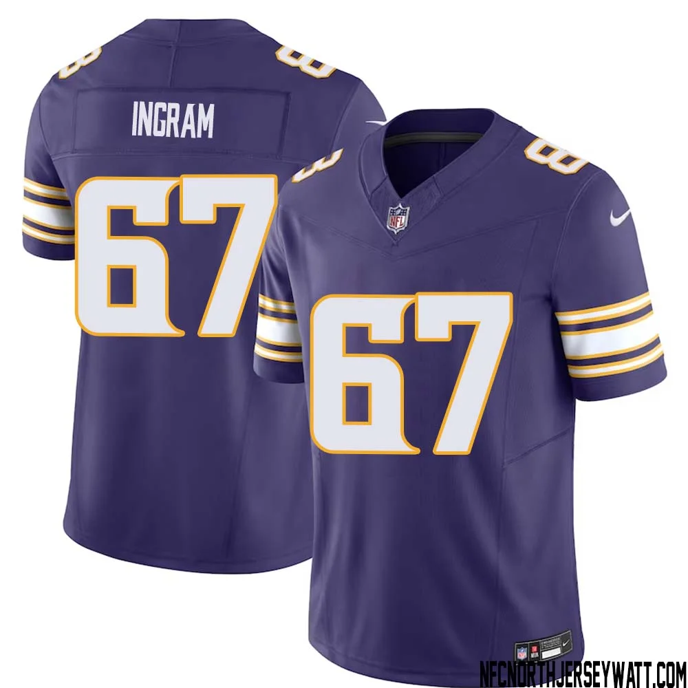 Ed Ingram No 67 Mens Purple Minnesota Vikings Vapor F.U.S.E. Limited Jersey 1