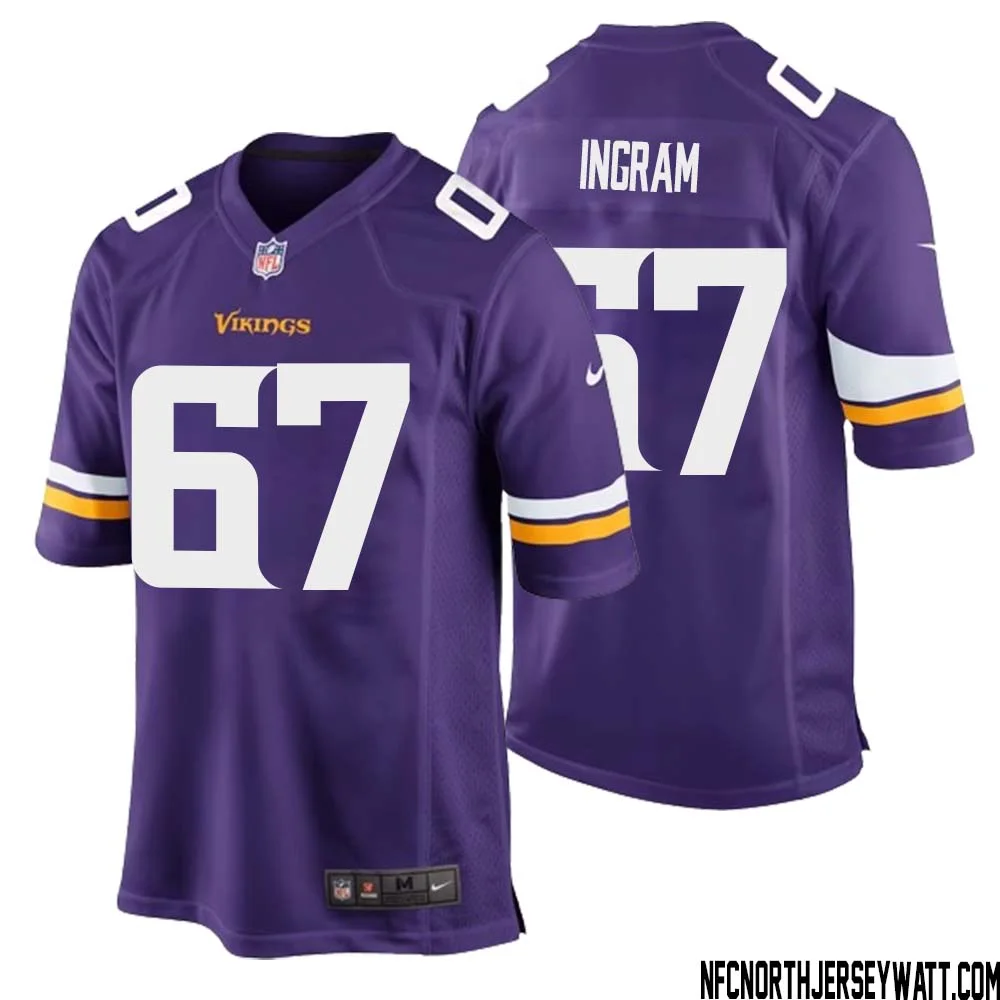 Ed Ingram No 67 Minnesota Vikings Game Jersey Court Purple for Mens