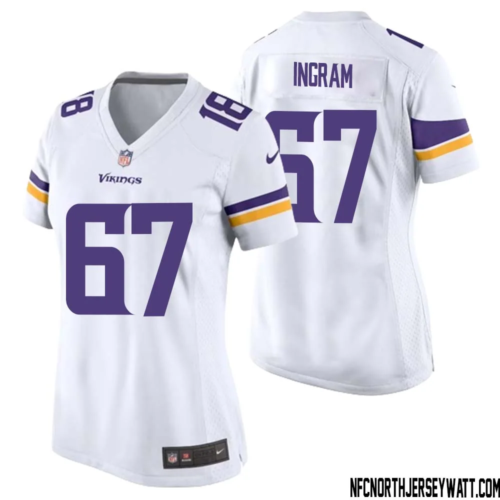 Ed Ingram No 67 Women White Minnesota Vikings Game Player Away Jersey 1