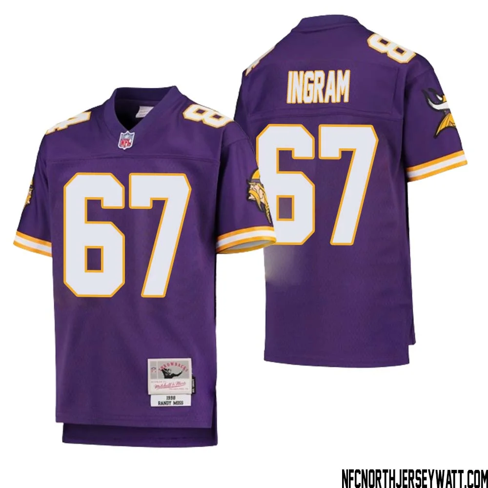 Ed Ingram No 67 Youth Mitchell Ness Purple Minnesota Vikings 1998 Legacy Retired Player Jersey 1