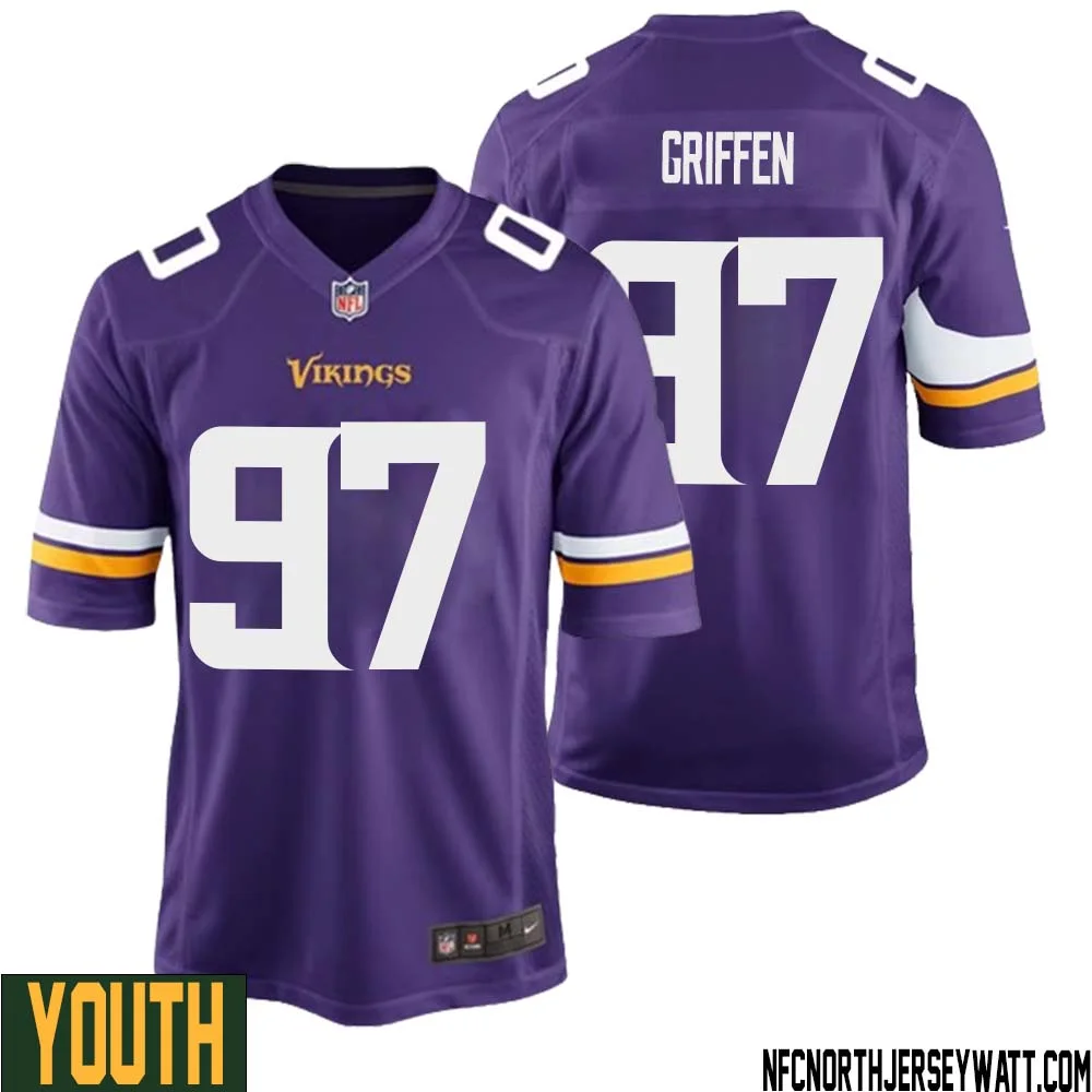 Everson Griffen No 97 Minnesota Vikings Game Jersey Court Purple for Youth