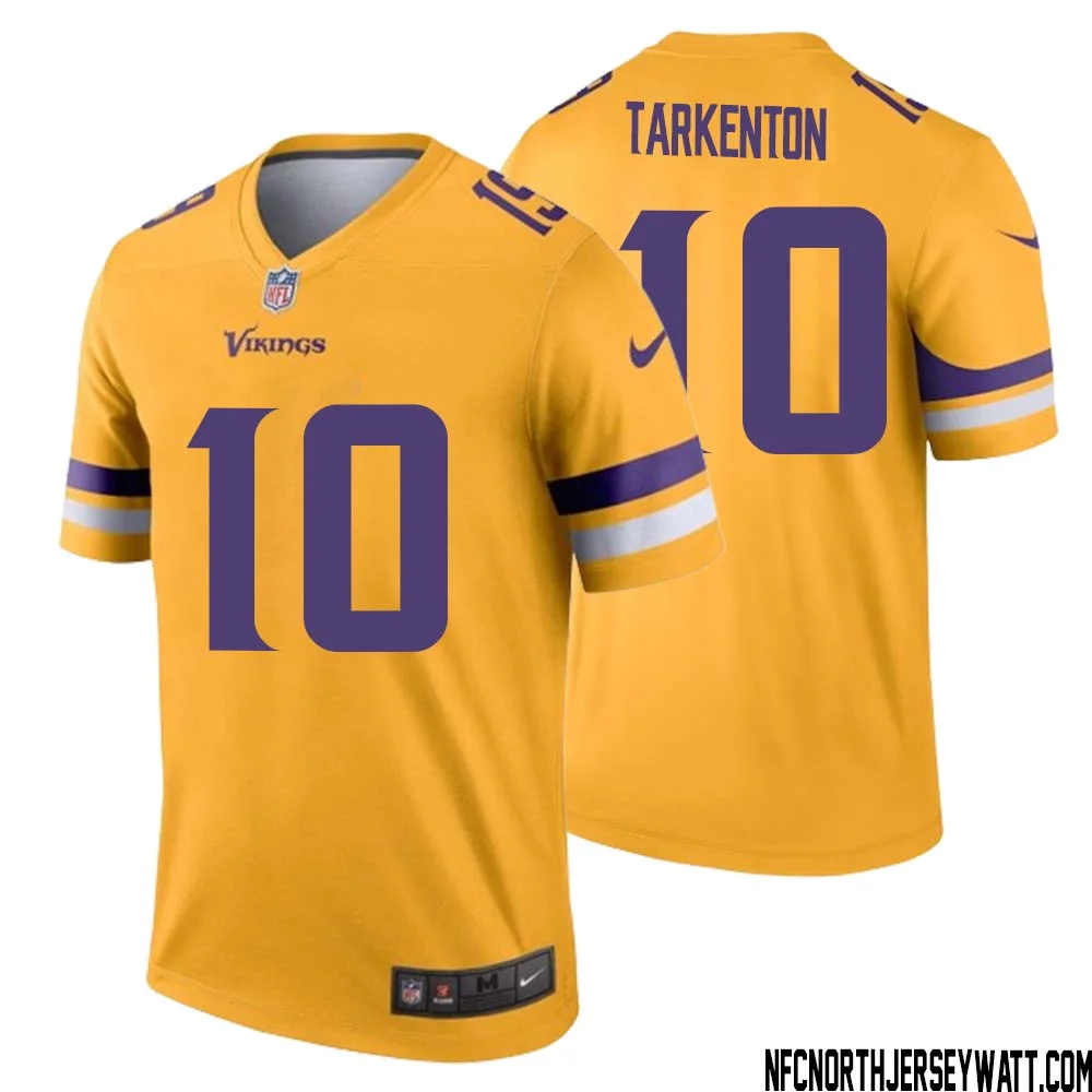 Fran Tarkenton No 10 Men Minnesota Vikings Gold Inverted Legend Jersey 1