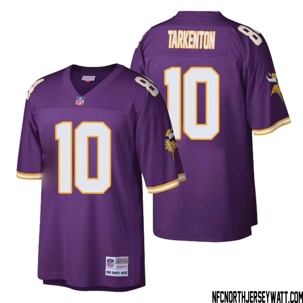 Fran Tarkenton No 10 Men Mitchell Ness Purple Minnesota Vikings Retired Player Legacy Replica Jersey