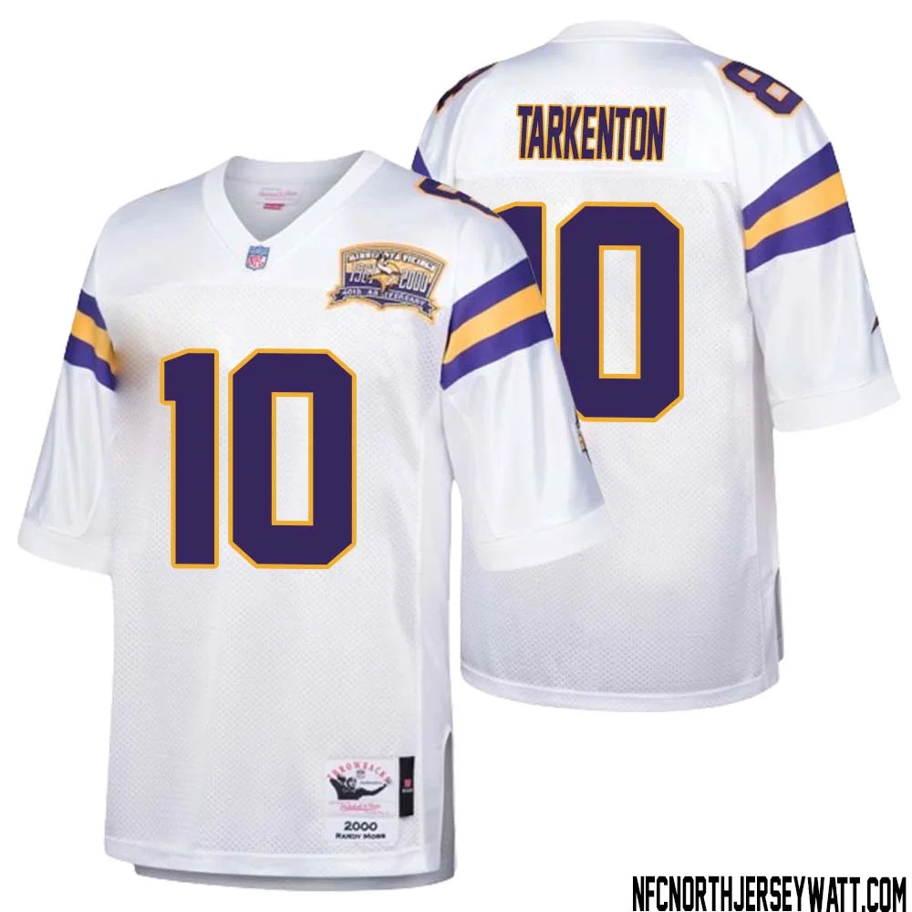 Fran Tarkenton No 10 Men Mitchell Ness White Minnesota Vikings Authentic Throwback Retired Player Jersey 1