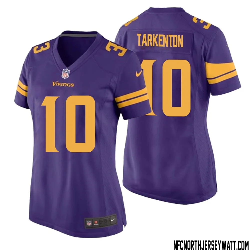Fran Tarkenton No 10 Women Purple Minnesota Vikings Alternate Game Jersey 1