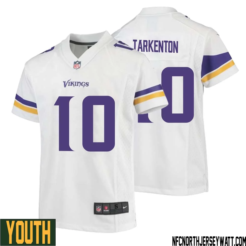 Fran Tarkenton No 10 Youth White Minnesota Vikings Game Player Away Jersey 1