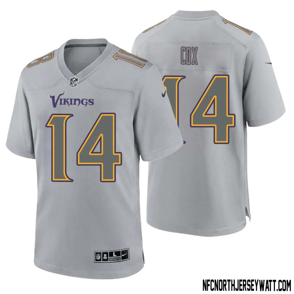 Fred Cox No 14 Men Gray Minnesota Vikings Atmosphere Fashion Game Jersey