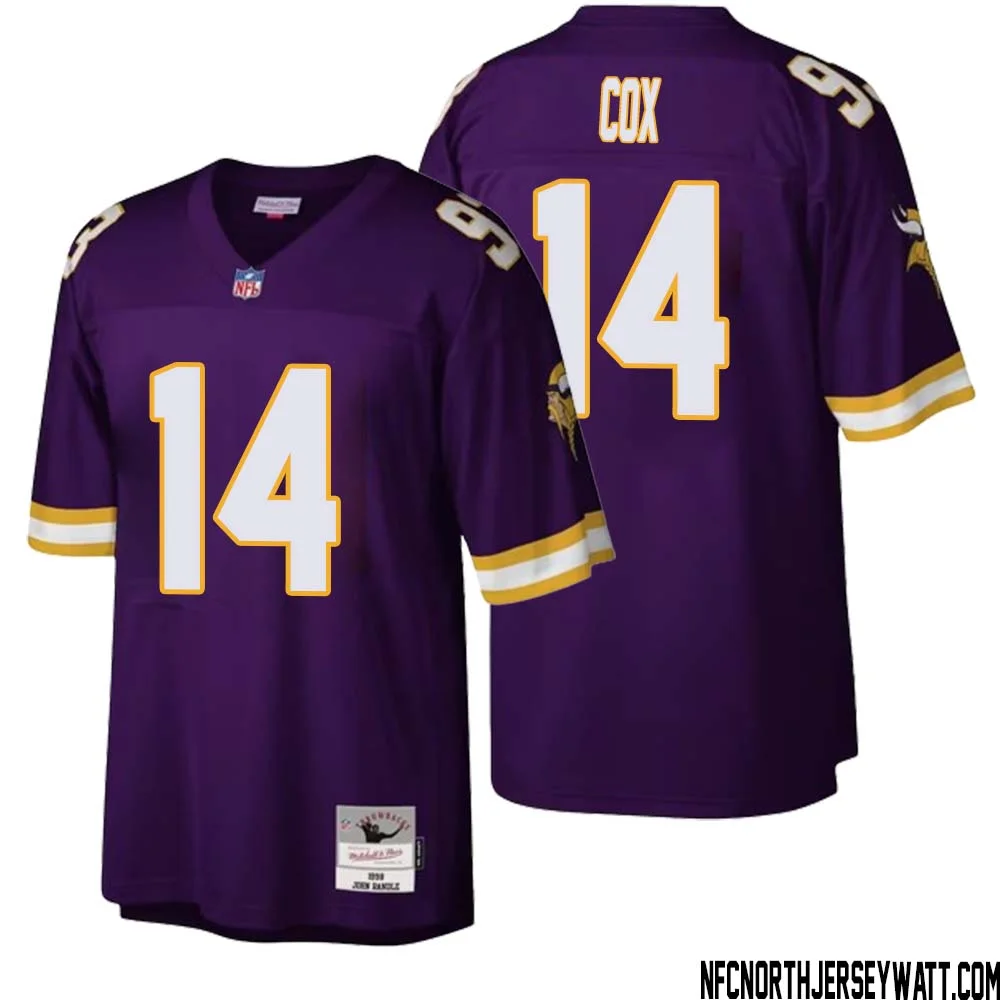 Fred Cox No 14 Men Mitchell Ness Purple Minnesota Vikings Legacy Replica Jersey 1