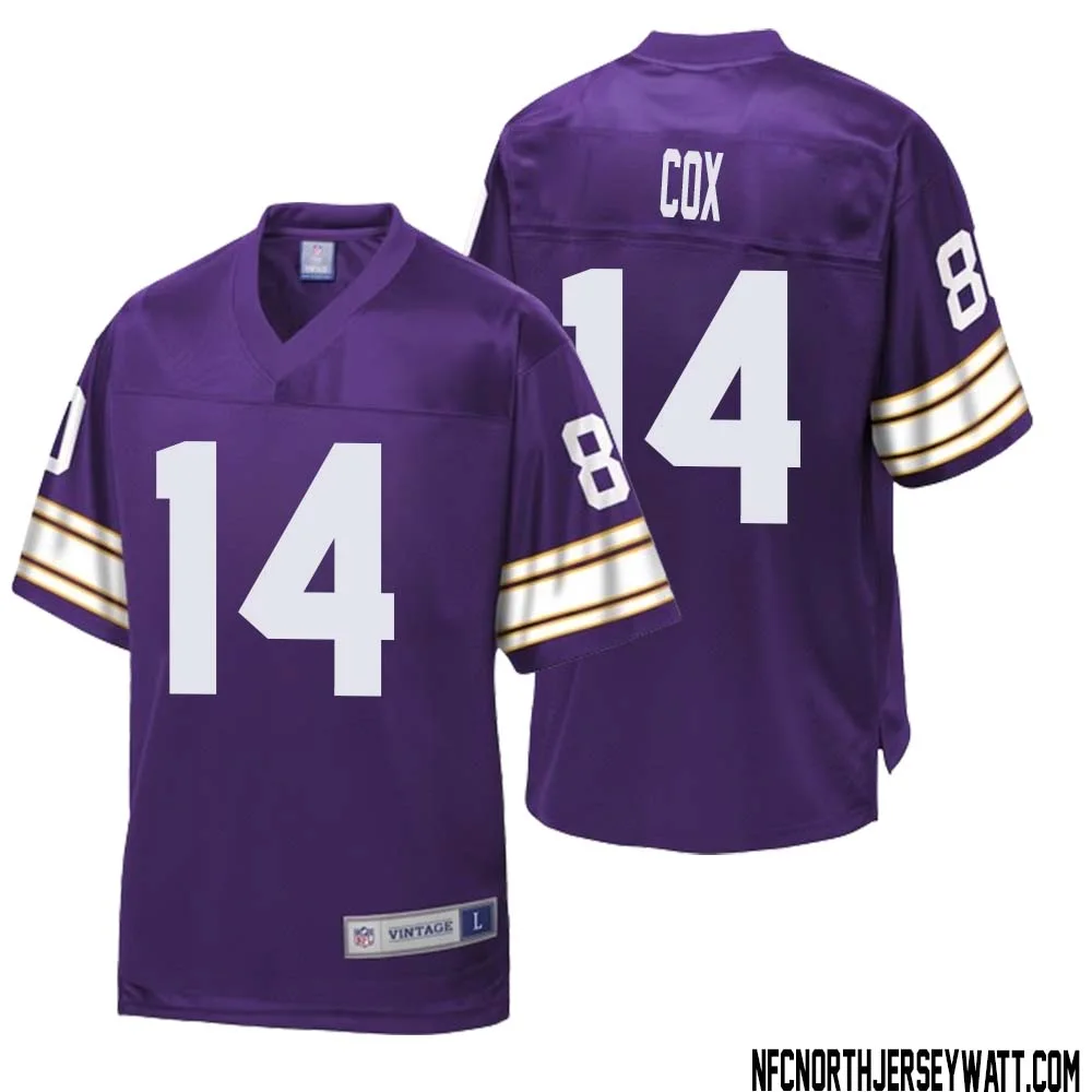 Fred Cox No 14 Men NFL Pro Line Purple Minnesota Vikings Retired Player Replica Jersey 1
