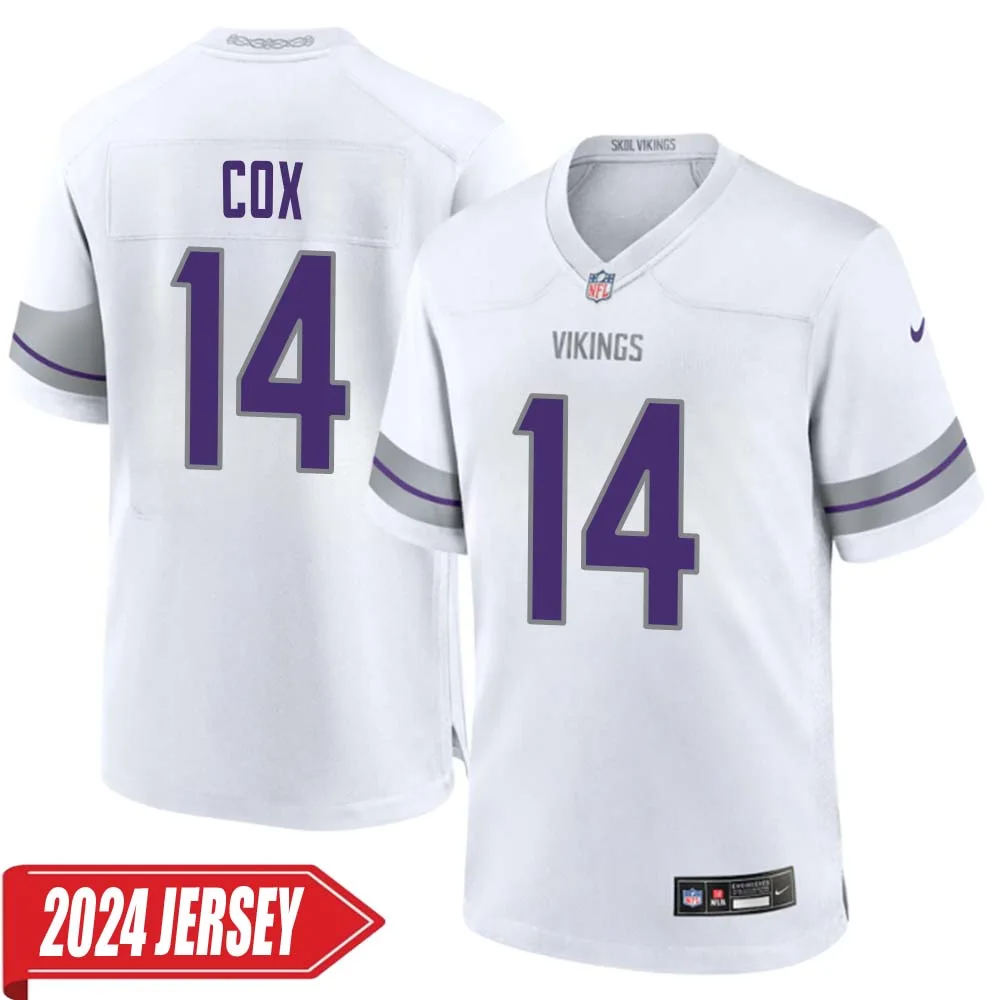 Fred Cox No 14 Men s Minnesota Vikings White Alternate Custom Game 2024 Jersey