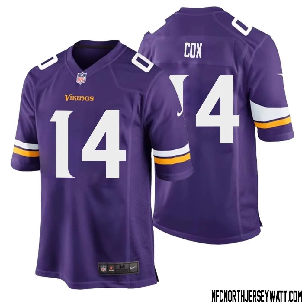 Fred Cox No 14 Minnesota Vikings Game Jersey Court Purple for Mens 1