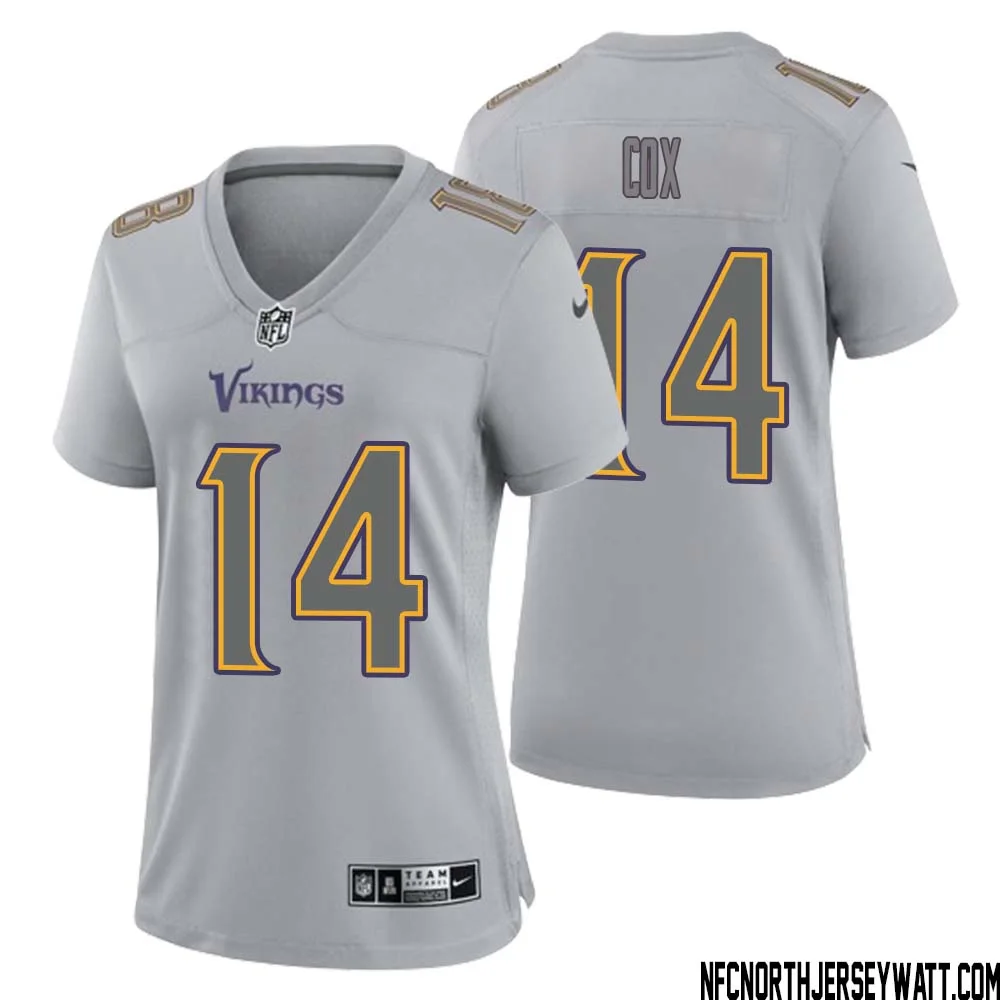 Fred Cox No 14 Women Gray Minnesota Vikings Atmosphere Fashion Game Jersey 1