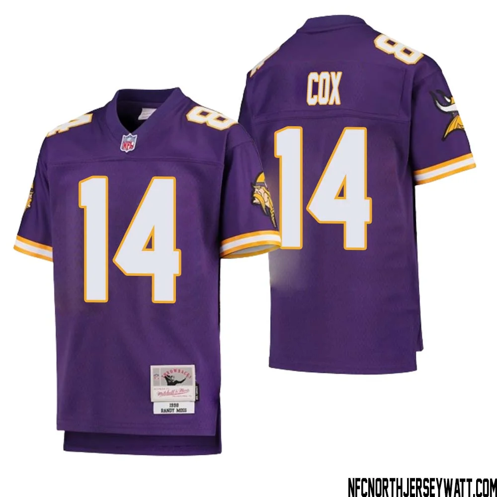 Fred Cox No 14 Youth Mitchell Ness Purple Minnesota Vikings 1998 Legacy Retired Player Jersey 1
