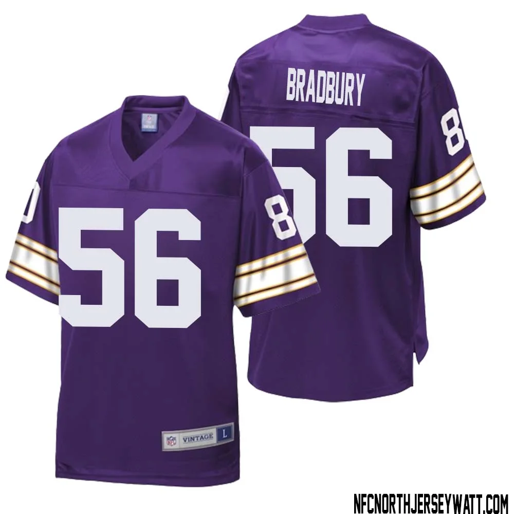 Garrett Bradbury No 56 Men NFL Pro Line Purple Minnesota Vikings Retired Player Replica Jersey 1