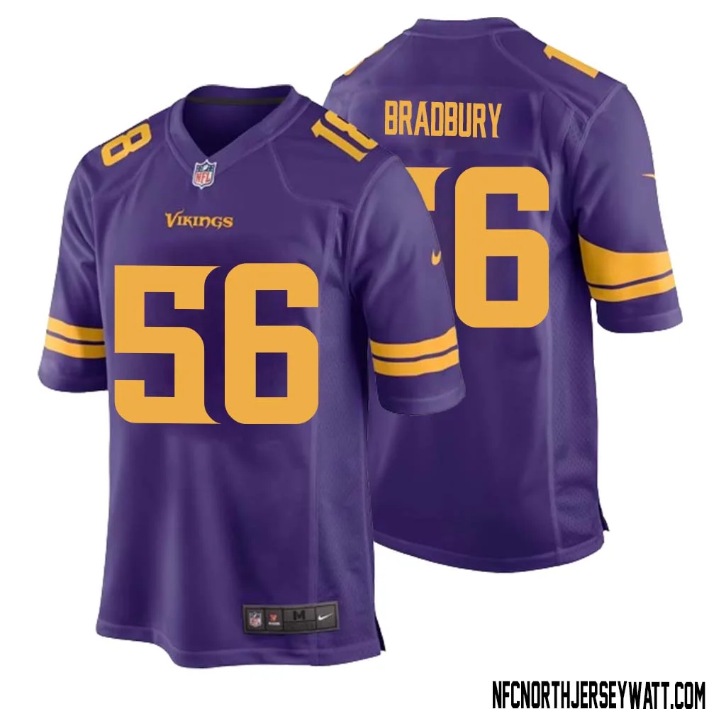Garrett Bradbury No 56 Men Purple Minnesota Vikings Alternate Game Jersey