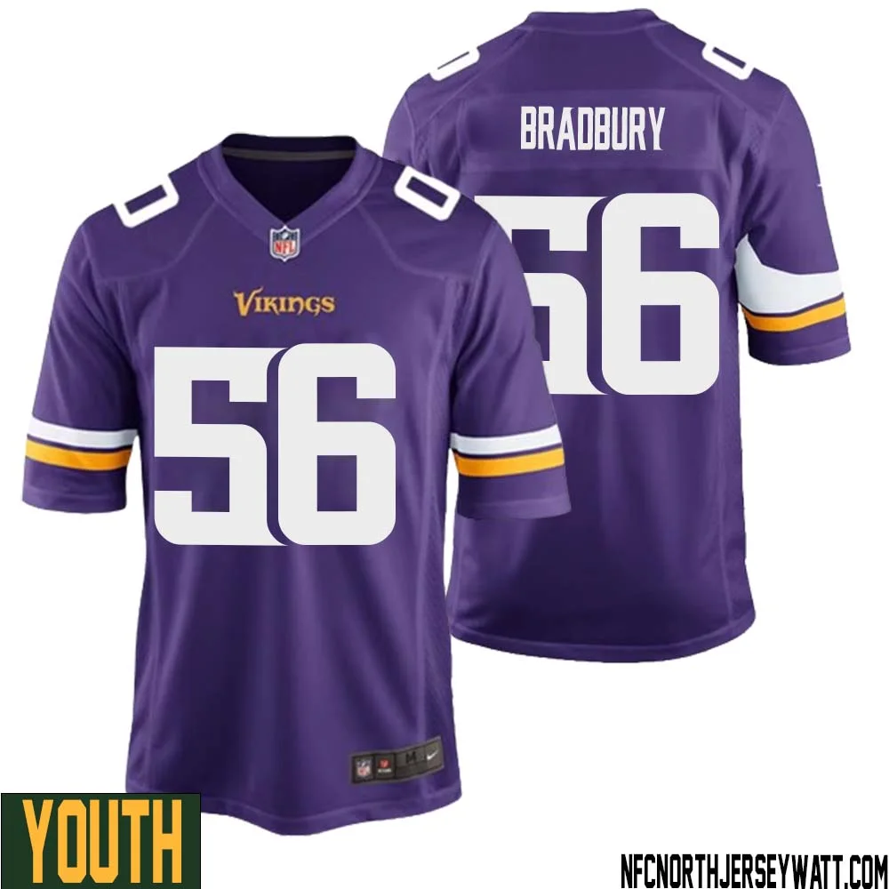 Garrett Bradbury No 56 Minnesota Vikings Game Jersey Court Purple for Youth 1