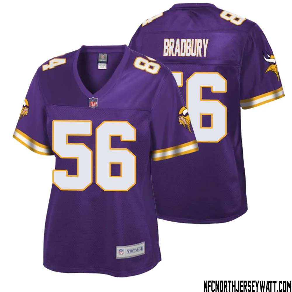 Garrett Bradbury No 56 Women NFL Pro Line Purple Minnesota Vikings Retired Player Replica Jersey 1