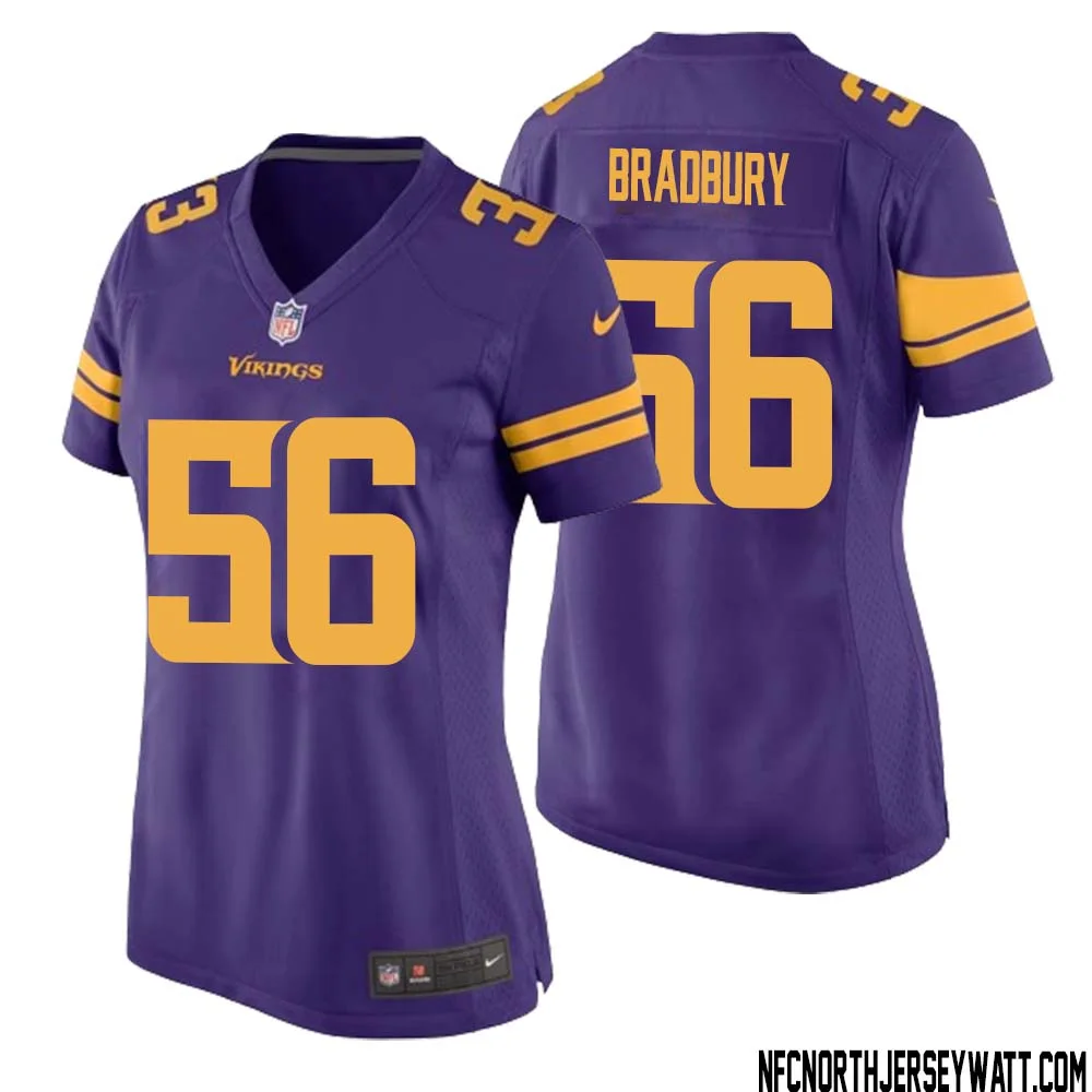 Garrett Bradbury No 56 Women Purple Minnesota Vikings Alternate Game Jersey 1
