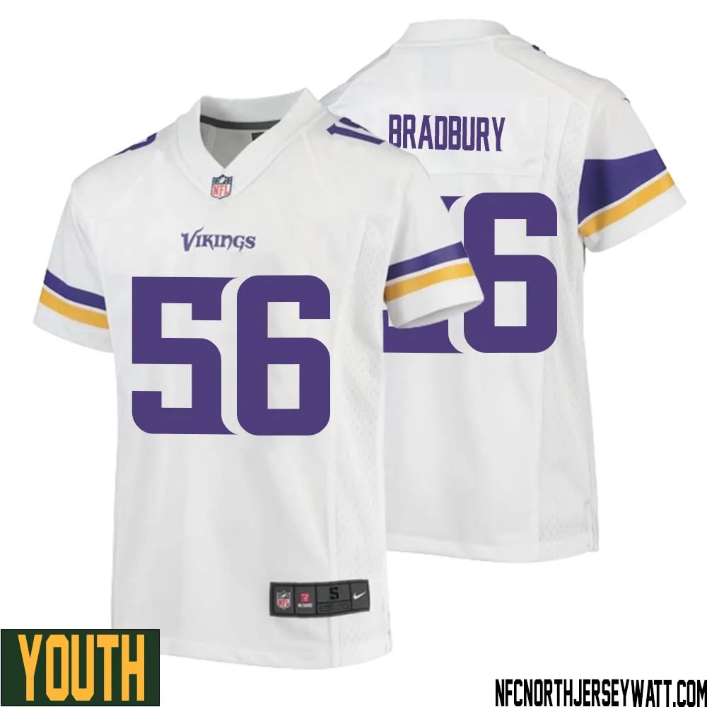 Garrett Bradbury No 56 Youth White Minnesota Vikings Game Player Away Jersey