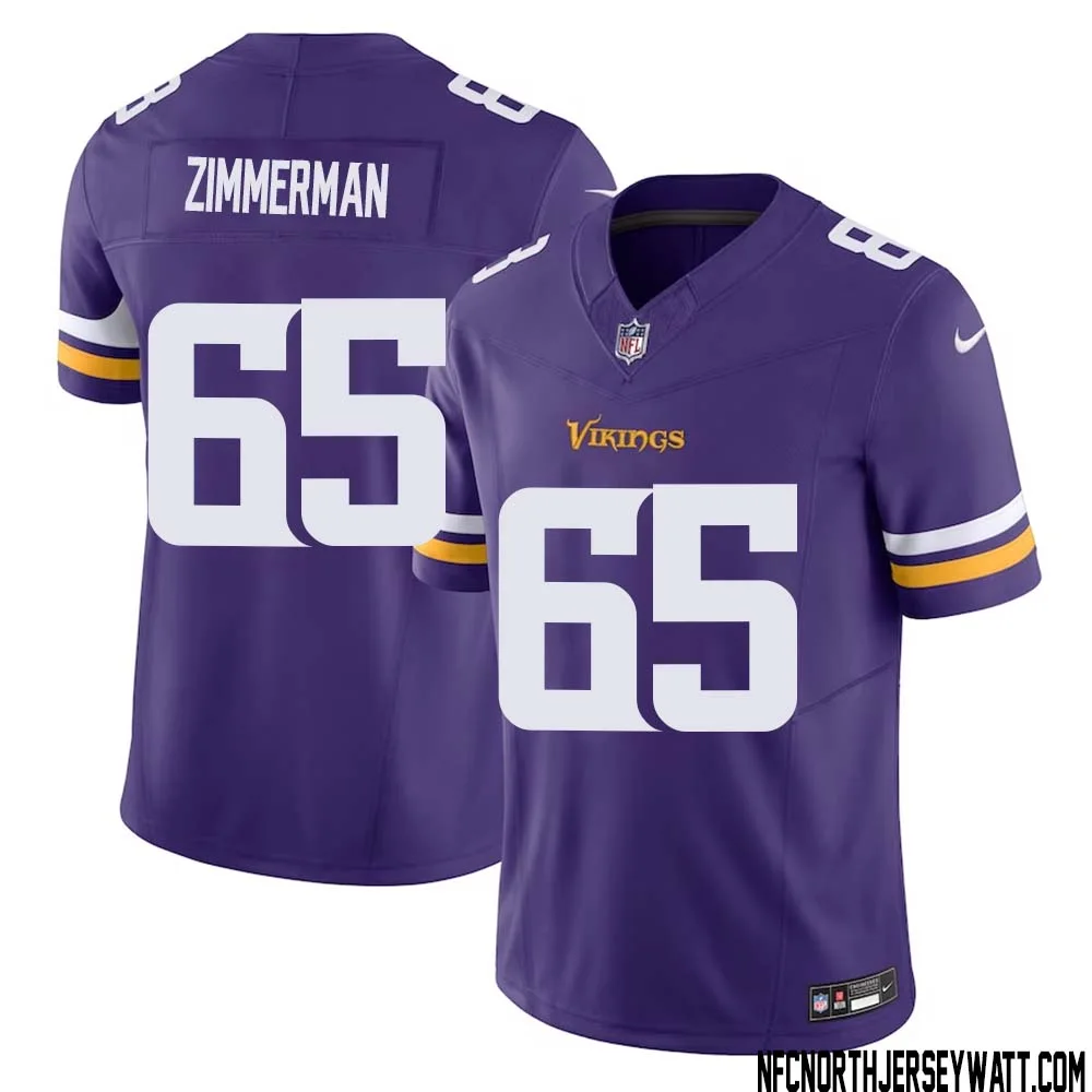 Gary Zimmerman No 65 Men Purple Minnesota Vikings Vapor F.U.S.E. Limited Jersey