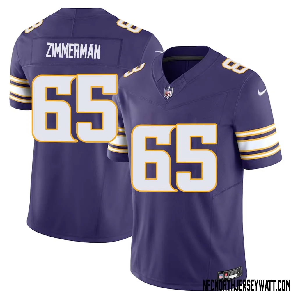 Gary Zimmerman No 65 Mens Purple Minnesota Vikings Vapor F.U.S.E. Limited Jersey