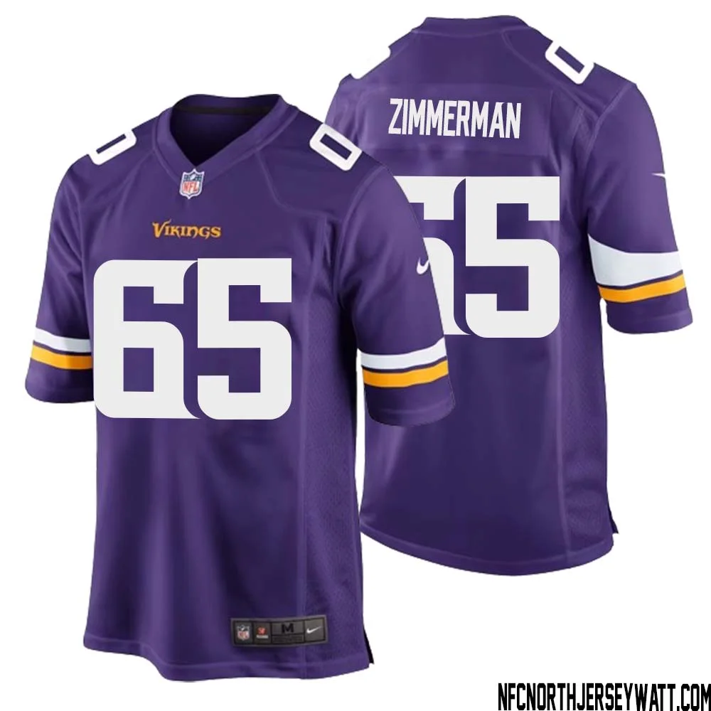 Gary Zimmerman No 65 Minnesota Vikings Game Jersey Court Purple for Mens 1