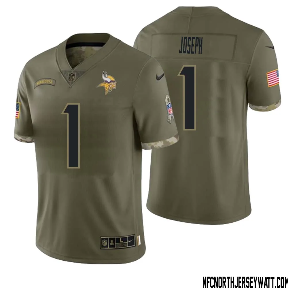 Greg Joseph No 1 Men Olive Minnesota Vikings 2022 Salute To Service Retired Player Limited Jersey 1