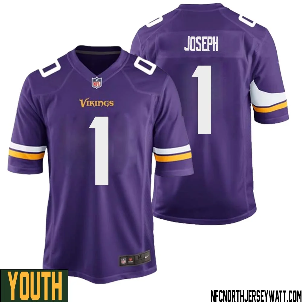 Greg Joseph No 1 Minnesota Vikings Game Jersey Court Purple for Youth