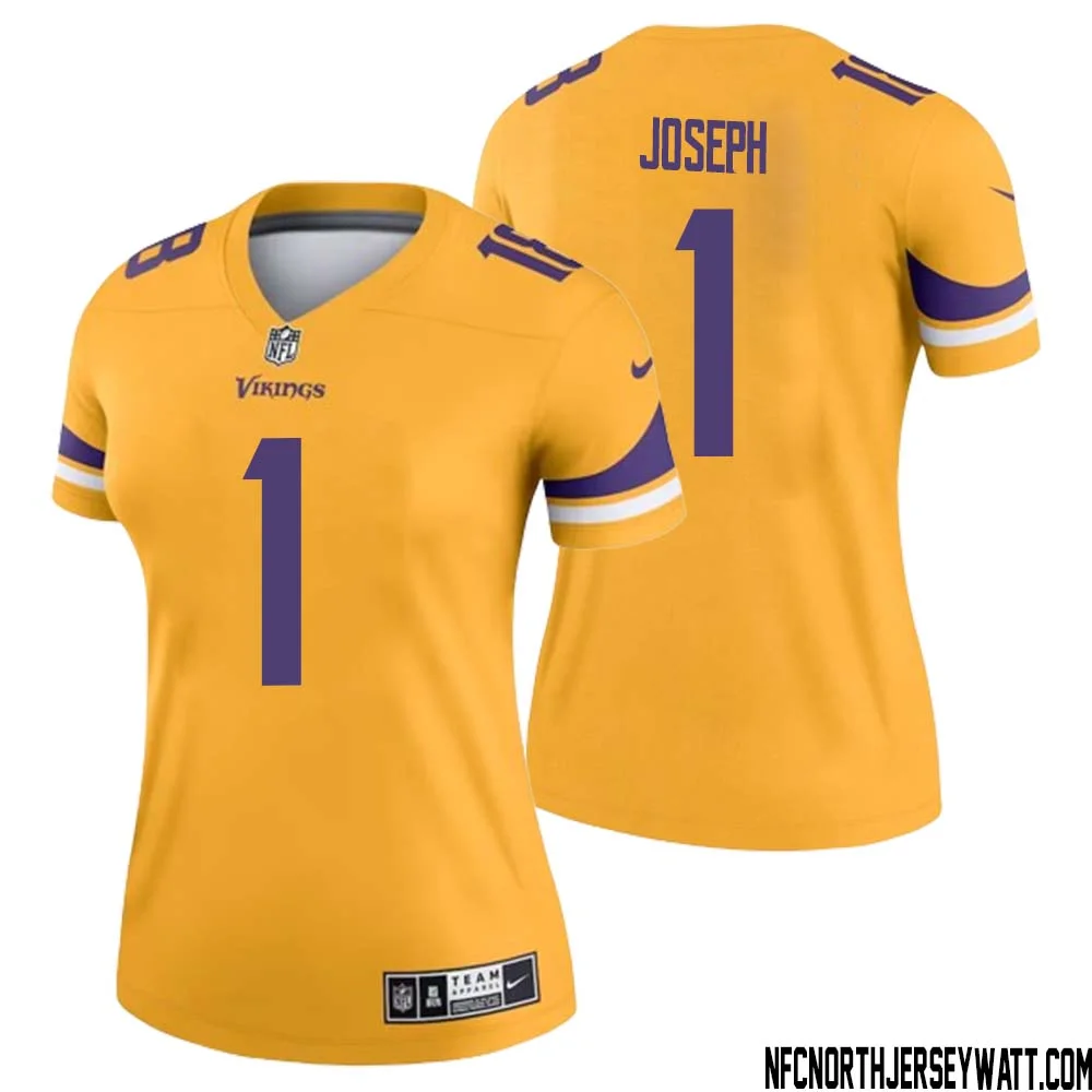 Greg Joseph No 1 Women Minnesota Vikings Gold Inverted Legend Jersey