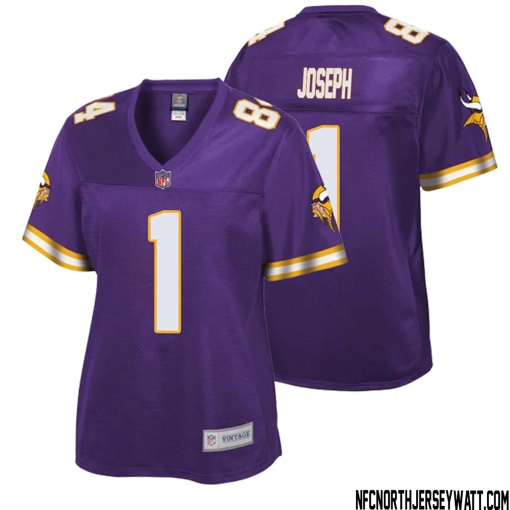 Greg Joseph No 1 Women NFL Pro Line Purple Minnesota Vikings Retired Player Replica Jersey 1