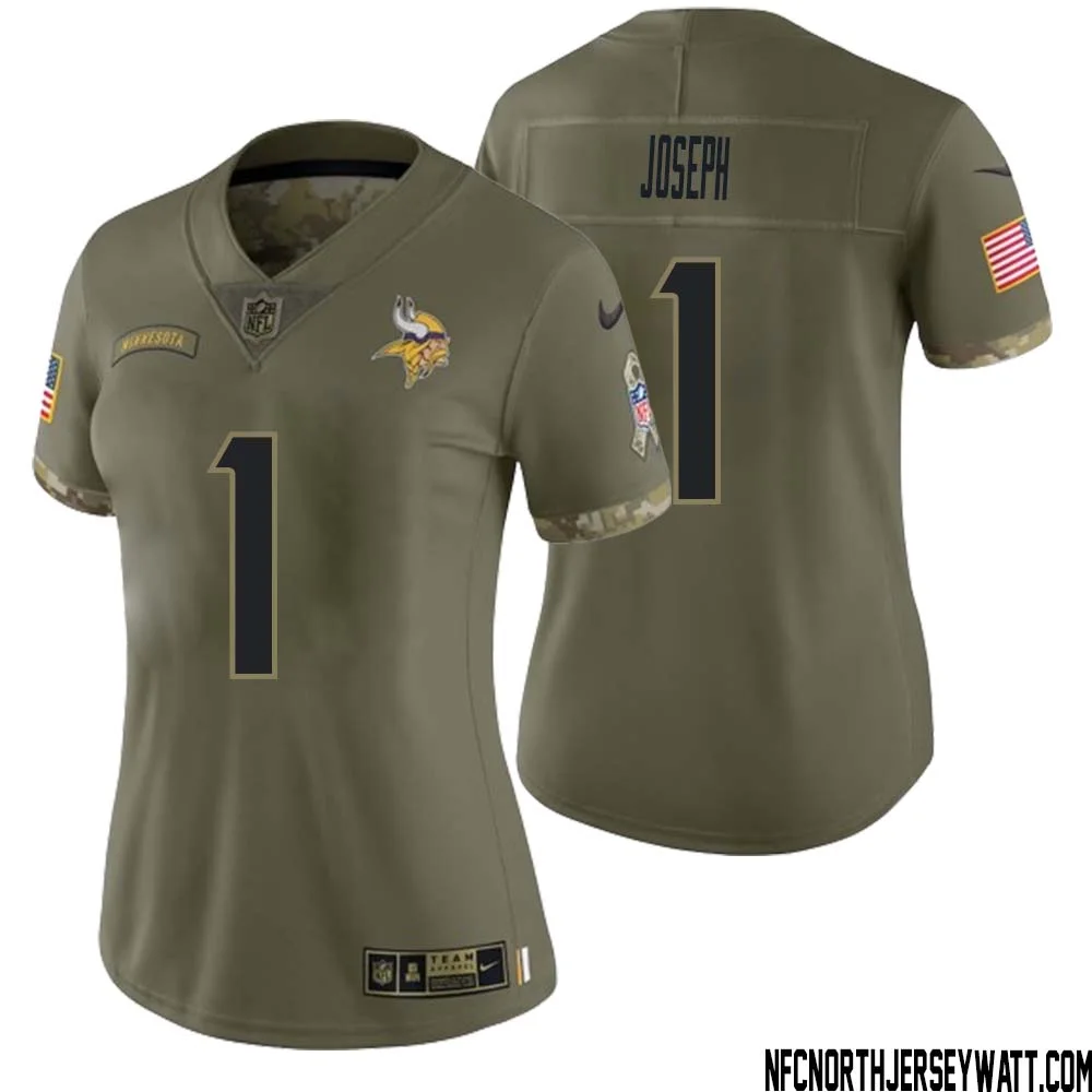 Greg Joseph No 1 Women Olive Minnesota Vikings 2022 Salute To Service Retired Player Limited Jersey