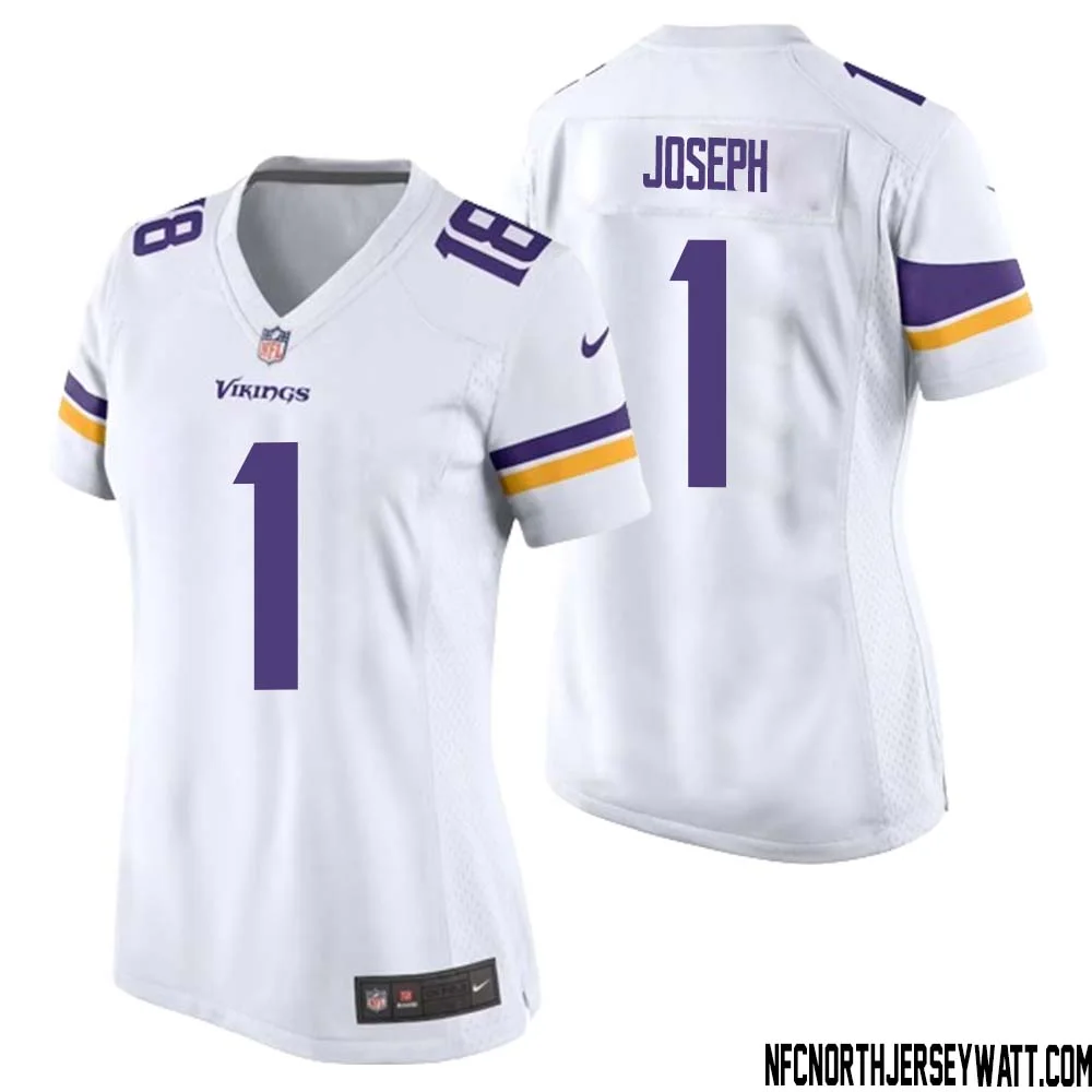 Greg Joseph No 1 Women White Minnesota Vikings Game Player Away Jersey