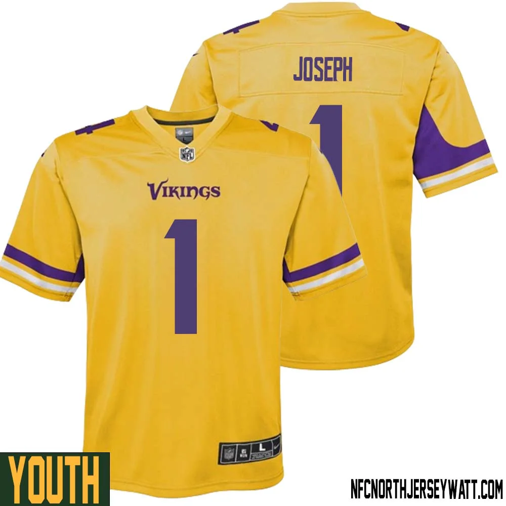 Greg Joseph No 1 Youth Minnesota Vikings Gold Inverted Legend Jersey 1
