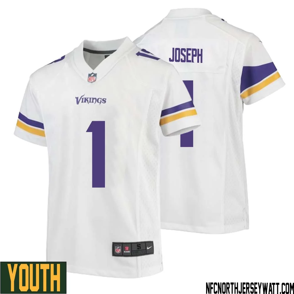 Greg Joseph No 1 Youth White Minnesota Vikings Game Player Away Jersey