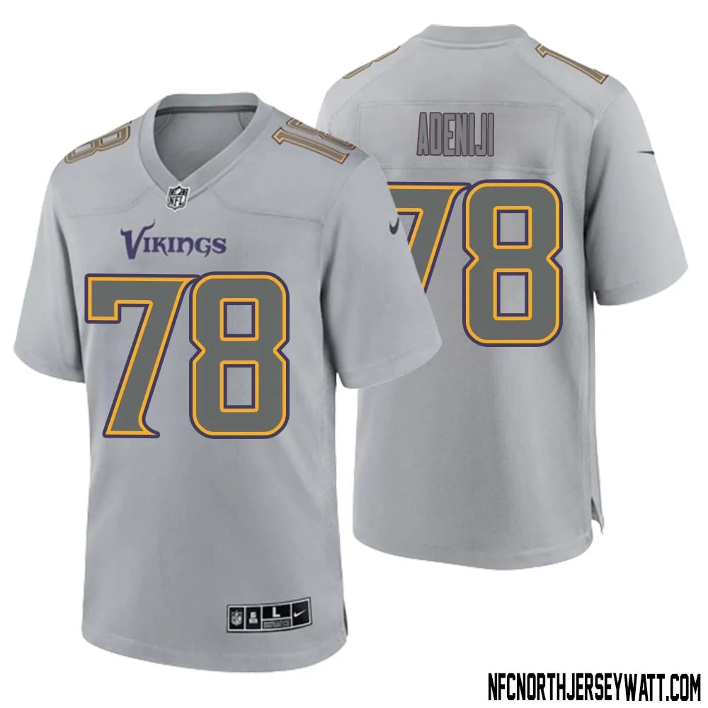 Hakeem Adeniji No 78 Men Gray Minnesota Vikings Atmosphere Fashion Game Jersey