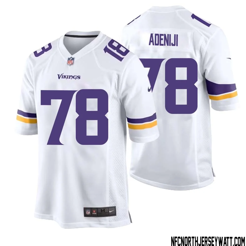 Hakeem Adeniji No 78 Men White Minnesota Vikings Game Player Away Jersey