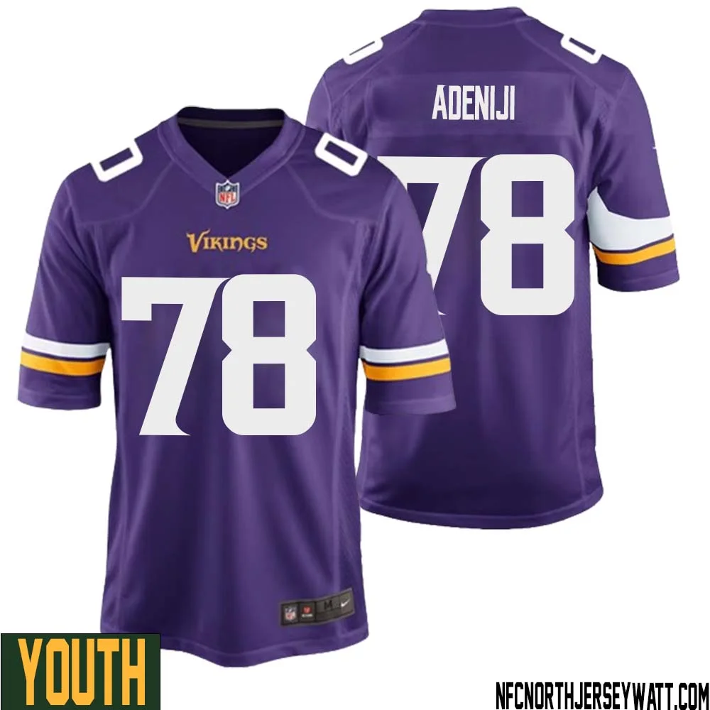 Hakeem Adeniji No 78 Minnesota Vikings Game Jersey Court Purple for Youth 1