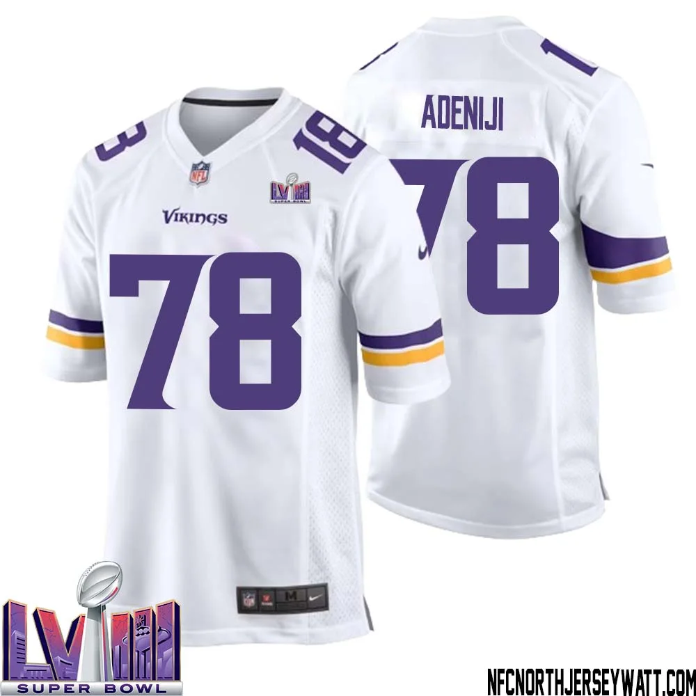 Hakeem Adeniji No 78 Minnesota Vikings Super Bowl LVIII Away Game Jersey White for Men