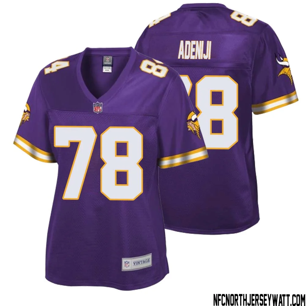 Hakeem Adeniji No 78 Women NFL Pro Line Purple Minnesota Vikings Retired Player Replica Jersey 1