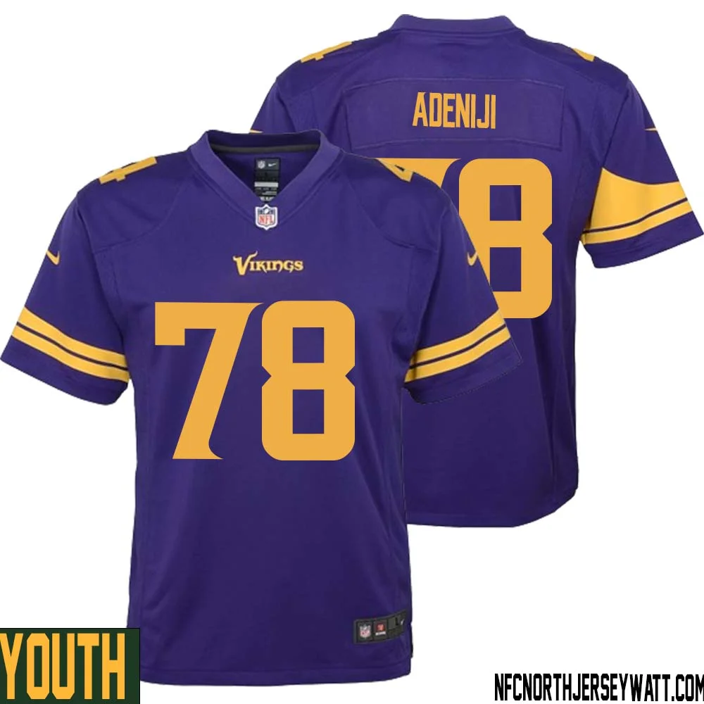 Hakeem Adeniji No 78 Youth Purple Minnesota Vikings Alternate Game Jersey