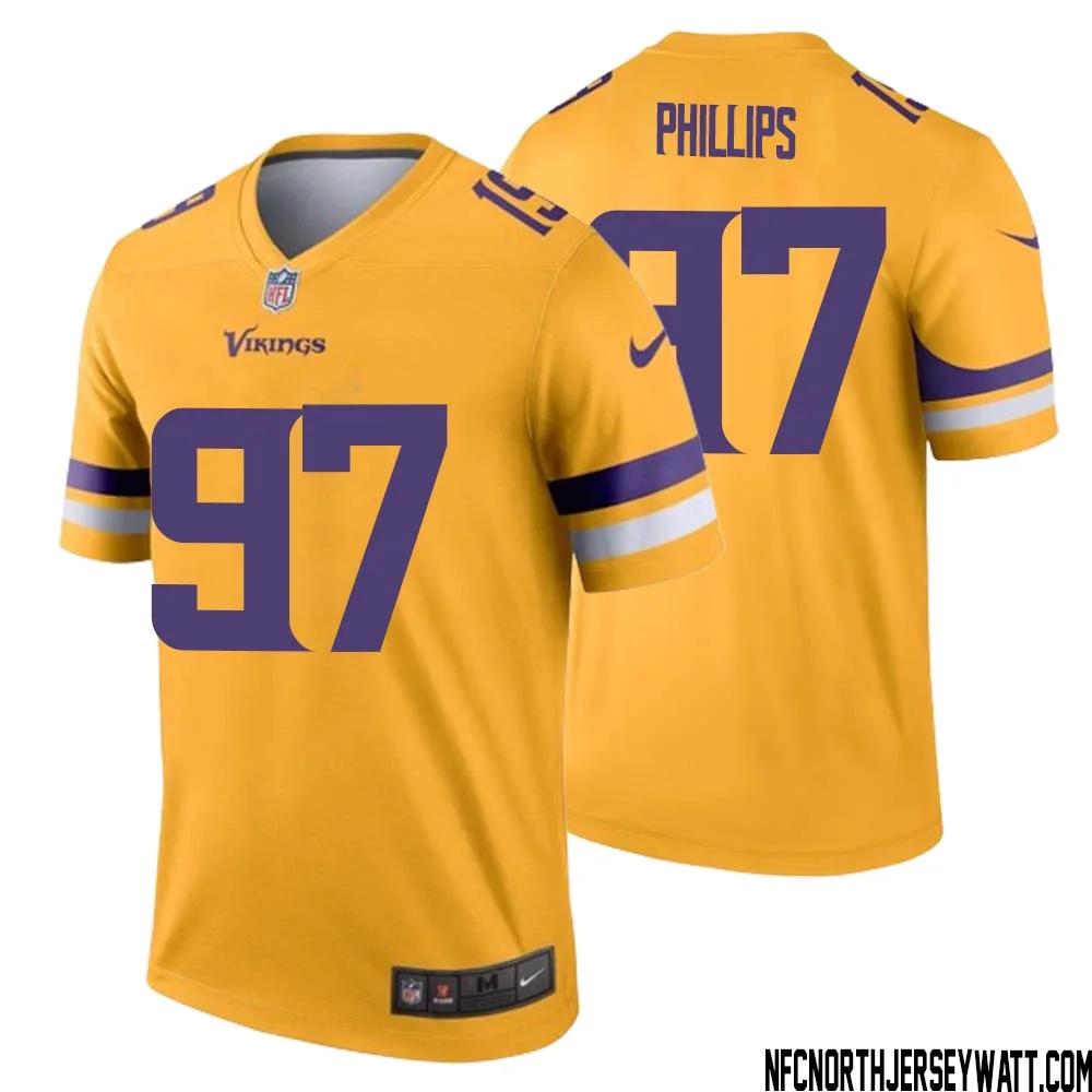 Harrison Phillips No 97 Men Minnesota Vikings Gold Inverted Legend Jersey