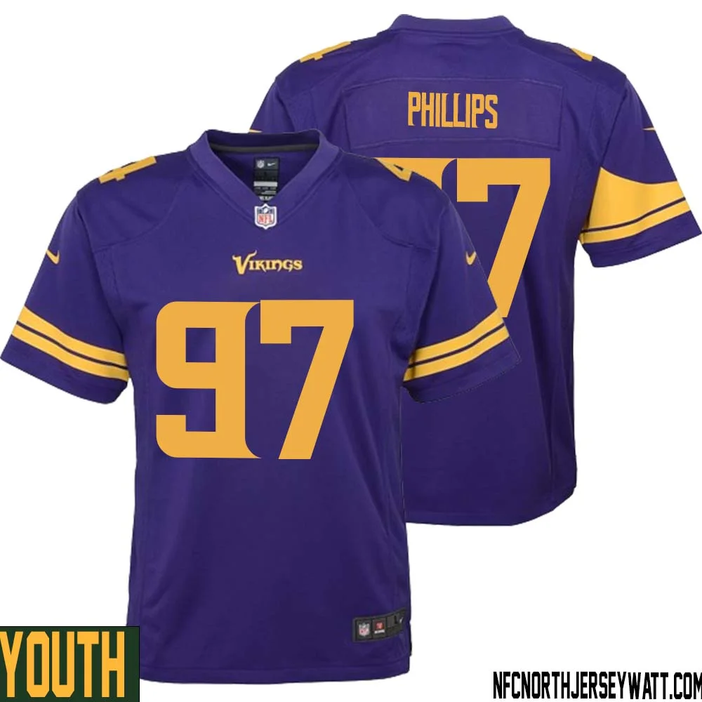 Harrison Phillips No 97 Youth Purple Minnesota Vikings Alternate Game Jersey 1